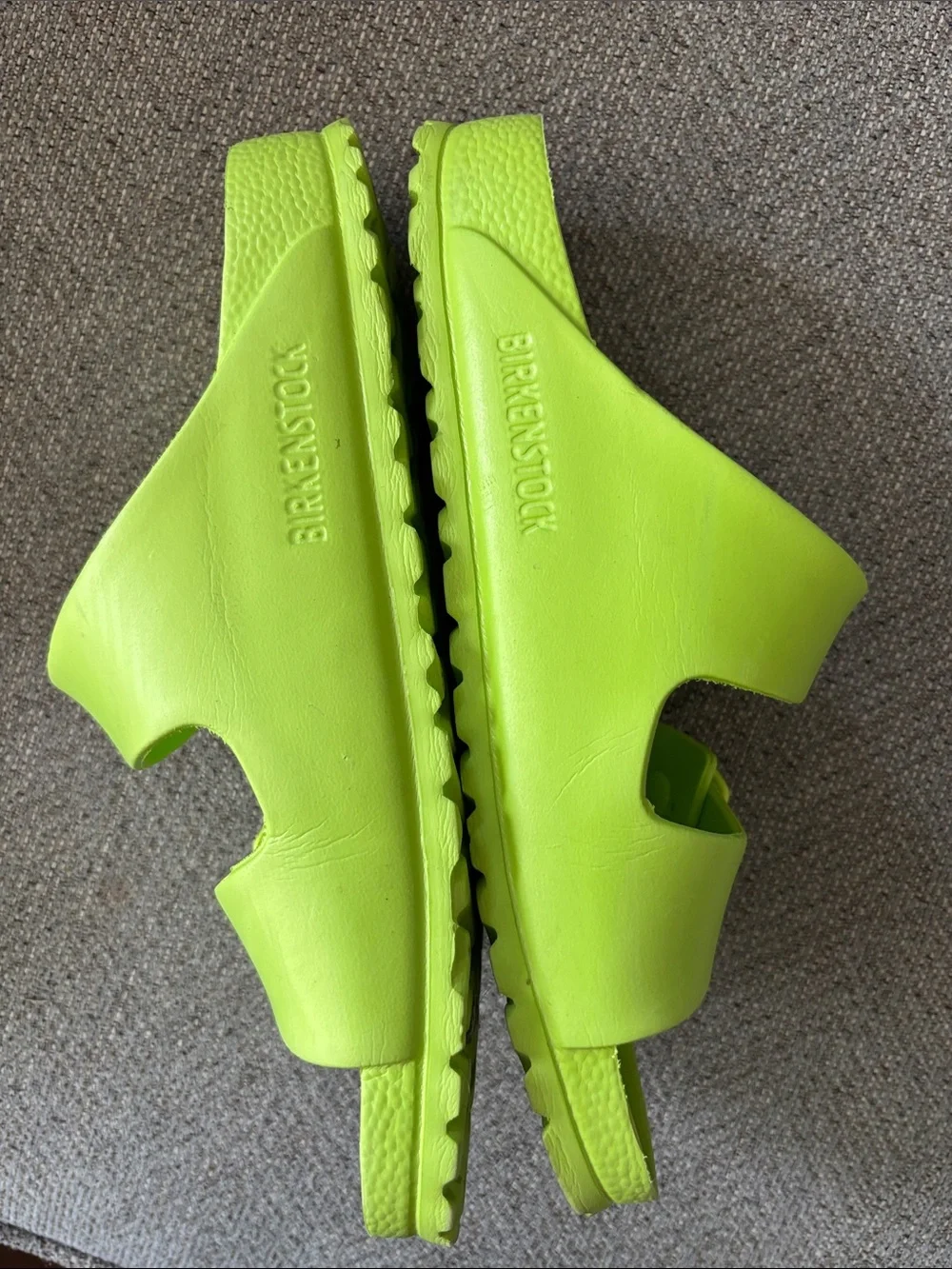 Birkenstock Kids Neon Lime Two-Strap Slide Sandals